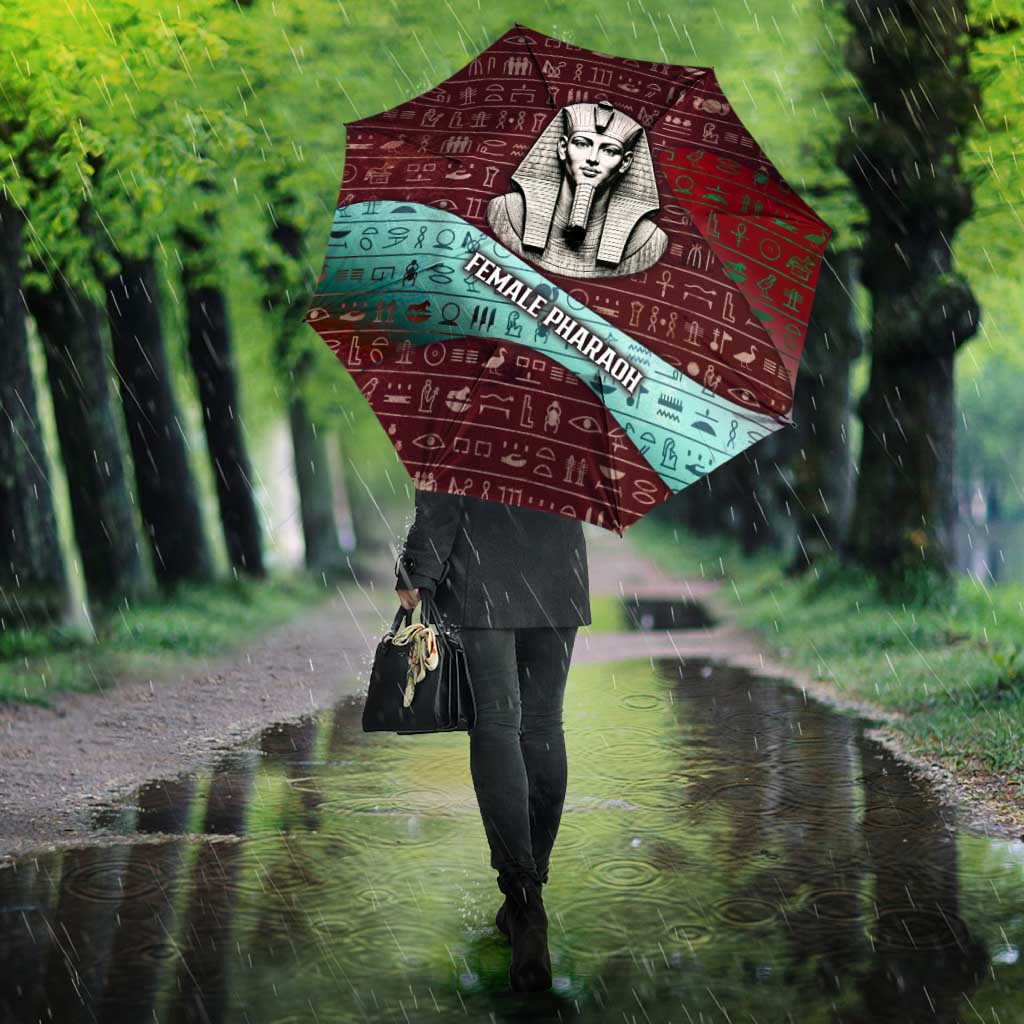 Hatshepsut Umbrella with Pharaoh Bust Illustration, Female Pharaoh Title and Egyptian Hieroglyph - Wonder Print Shop