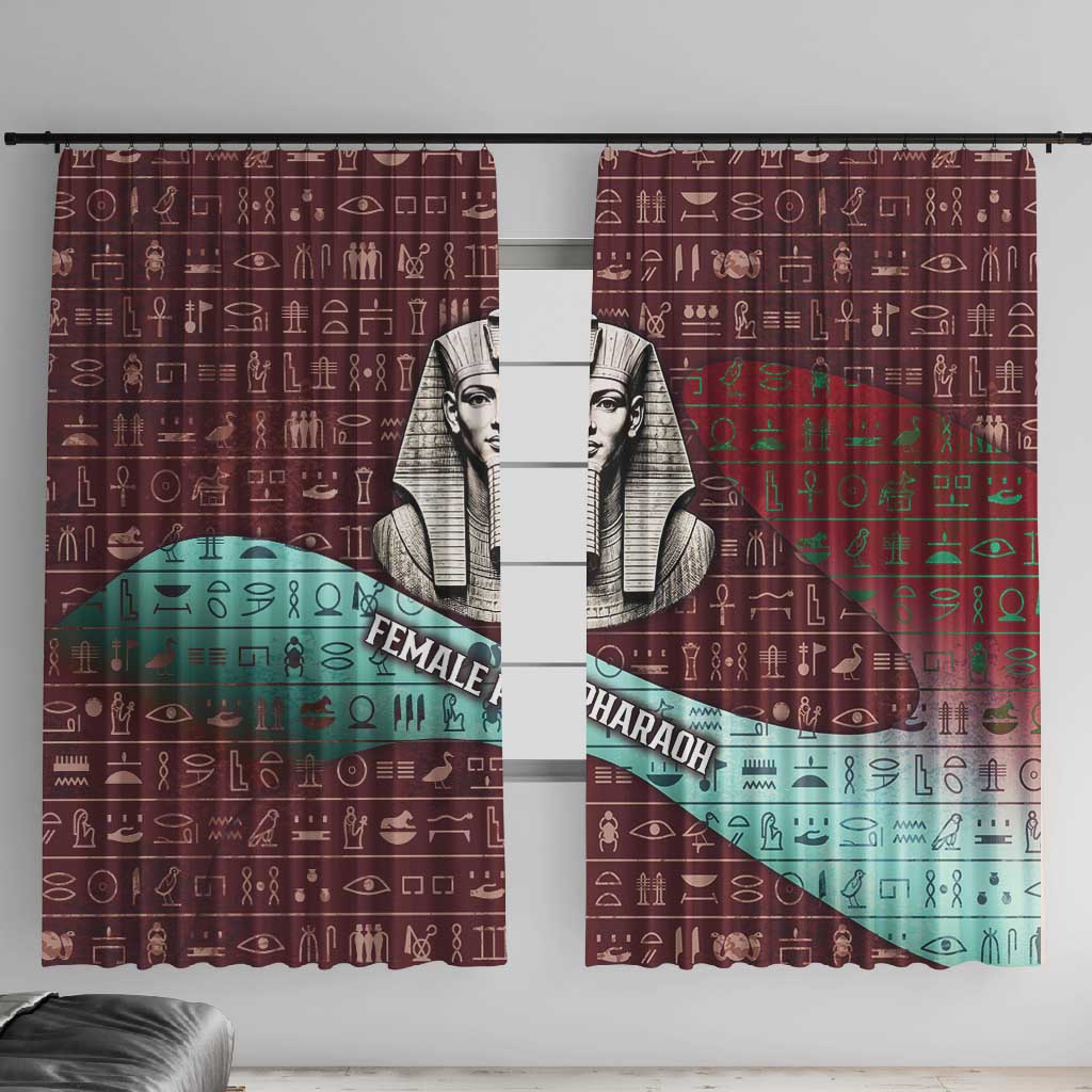 Hatshepsut Window Curtain with Pharaoh Bust Illustration, Female Pharaoh Title and Egyptian Hieroglyph - Wonder Print Shop