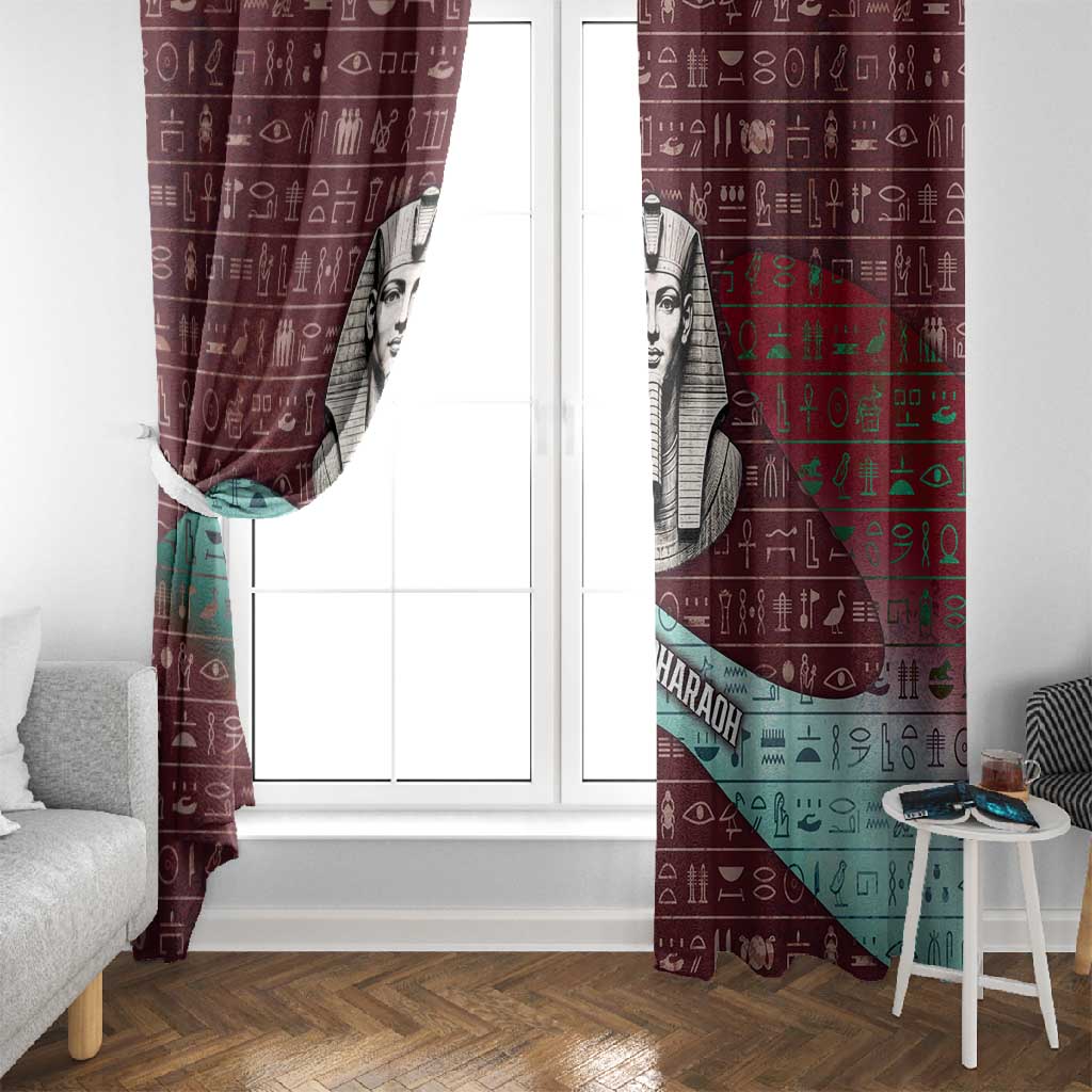 Hatshepsut Window Curtain with Pharaoh Bust Illustration, Female Pharaoh Title and Egyptian Hieroglyph - Wonder Print Shop
