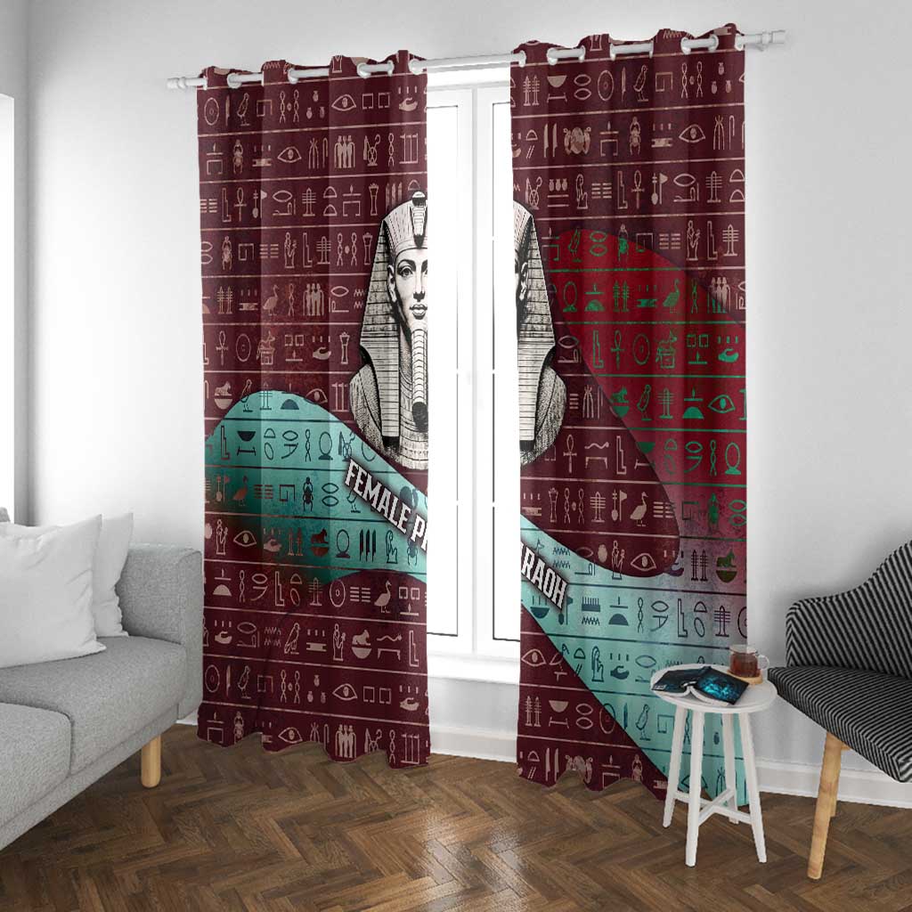 Hatshepsut Window Curtain with Pharaoh Bust Illustration, Female Pharaoh Title and Egyptian Hieroglyph - Wonder Print Shop