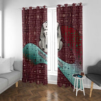 Hatshepsut Window Curtain with Pharaoh Bust Illustration, Female Pharaoh Title and Egyptian Hieroglyph - Wonder Print Shop
