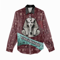 Hatshepsut Women Casual Shirt with Pharaoh Bust Illustration, Female Pharaoh Title and Egyptian Hieroglyph - Wonder Print Shop