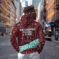 Hatshepsut Zip Hoodie with Pharaoh Bust Illustration, Female Pharaoh Title and Egyptian Hieroglyph - Wonder Print Shop