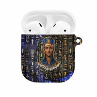 Hatshepsut AirPods Case with Queen King Portrait, Temple Illustration and Blue-Gold Hieroglyphic - Wonder Print Shop
