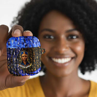 Hatshepsut AirPods Case with Queen King Portrait, Temple Illustration and Blue-Gold Hieroglyphic - Wonder Print Shop
