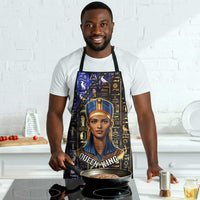 Hatshepsut Apron with Queen King Portrait, Temple Illustration and Blue-Gold Hieroglyphic - Wonder Print Shop