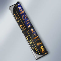 Hatshepsut Auto Sun Shade with Queen King Portrait, Temple Illustration and Blue-Gold Hieroglyphic - Wonder Print Shop