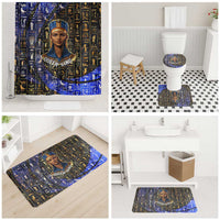 Hatshepsut Bathroom Set with Queen King Portrait, Temple Illustration and Blue-Gold Hieroglyphic - Wonder Print Shop