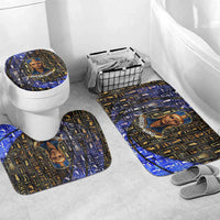 Hatshepsut Bathroom Set with Queen King Portrait, Temple Illustration and Blue-Gold Hieroglyphic - Wonder Print Shop