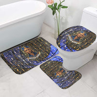 Hatshepsut Bathroom Set with Queen King Portrait, Temple Illustration and Blue-Gold Hieroglyphic - Wonder Print Shop