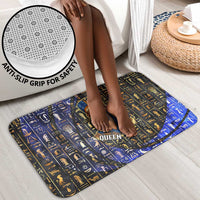 Hatshepsut Bathroom Set with Queen King Portrait, Temple Illustration and Blue-Gold Hieroglyphic - Wonder Print Shop