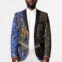 Hatshepsut Blazer with Queen King Portrait, Temple Illustration and Blue-Gold Hieroglyphic - Wonder Print Shop