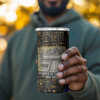 Hatshepsut 4 in 1 Can Cooler Tumbler with Queen King Portrait, Temple Illustration and Blue-Gold Hieroglyphic - Wonder Print Shop