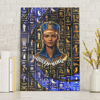 Hatshepsut Canvas Wall Art with Queen King Portrait, Temple Illustration and Blue-Gold Hieroglyphic - Wonder Print Shop