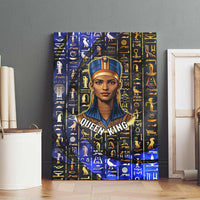 Hatshepsut Canvas Wall Art with Queen King Portrait, Temple Illustration and Blue-Gold Hieroglyphic - Wonder Print Shop