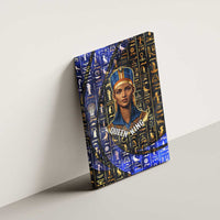 Hatshepsut Canvas Wall Art with Queen King Portrait, Temple Illustration and Blue-Gold Hieroglyphic - Wonder Print Shop