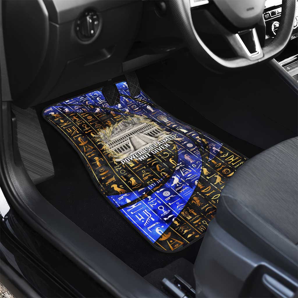 Hatshepsut Car Mats with Queen King Portrait, Temple Illustration and Blue-Gold Hieroglyphic - Wonder Print Shop