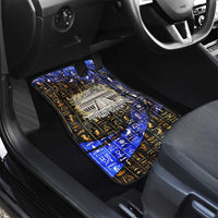 Hatshepsut Car Mats with Queen King Portrait, Temple Illustration and Blue-Gold Hieroglyphic - Wonder Print Shop