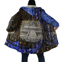 Hatshepsut Cloak with Queen King Portrait, Temple Illustration and Blue-Gold Hieroglyphic - Wonder Print Shop