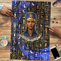 Hatshepsut Puzzle with Queen King Portrait, Temple Illustration and Blue-Gold Hieroglyphic - Wonder Print Shop