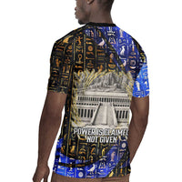 Hatshepsut Rugby Jersey with Queen King Portrait, Temple Illustration and Blue-Gold Hieroglyphic - Wonder Print Shop