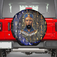 Hatshepsut Spare Tire Cover with Queen King Portrait, Temple Illustration and Blue-Gold Hieroglyphic - Wonder Print Shop