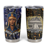 Hatshepsut Tumbler Cup with Queen King Portrait, Temple Illustration and Blue-Gold Hieroglyphic - Wonder Print Shop