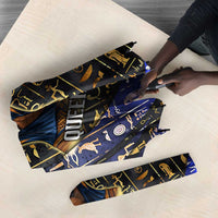 Hatshepsut Umbrella with Queen King Portrait, Temple Illustration and Blue-Gold Hieroglyphic - Wonder Print Shop