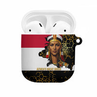 Hatshepsut AirPods Case with Royal Portrait, Pre-Colonial Empires Text and Red-Black Honeycomb - Wonder Print Shop
