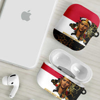 Hatshepsut AirPods Case with Royal Portrait, Pre-Colonial Empires Text and Red-Black Honeycomb - Wonder Print Shop