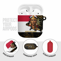 Hatshepsut AirPods Case with Royal Portrait, Pre-Colonial Empires Text and Red-Black Honeycomb - Wonder Print Shop