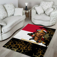 Hatshepsut Area Rug with Royal Portrait, Pre-Colonial Empires Text and Red-Black Honeycomb - Wonder Print Shop