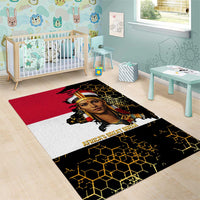 Hatshepsut Area Rug with Royal Portrait, Pre-Colonial Empires Text and Red-Black Honeycomb - Wonder Print Shop