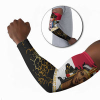 Hatshepsut Arm Sleeves with Royal Portrait, Pre-Colonial Empires Text and Red-Black Honeycomb - Wonder Print Shop