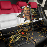 Hatshepsut Back Car Seat Cover with Royal Portrait, Pre-Colonial Empires Text and Red-Black Honeycomb - Wonder Print Shop