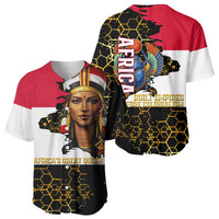 Hatshepsut Baseball Jersey with Royal Portrait, Pre-Colonial Empires Text and Red-Black Honeycomb - Wonder Print Shop