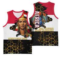 Hatshepsut Basketball Jersey with Royal Portrait, Pre-Colonial Empires Text and Red-Black Honeycomb - Wonder Print Shop