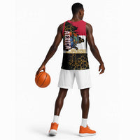 Hatshepsut Basketball Jersey with Royal Portrait, Pre-Colonial Empires Text and Red-Black Honeycomb - Wonder Print Shop
