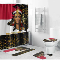 Hatshepsut Bathroom Set with Royal Portrait, Pre-Colonial Empires Text and Red-Black Honeycomb - Wonder Print Shop