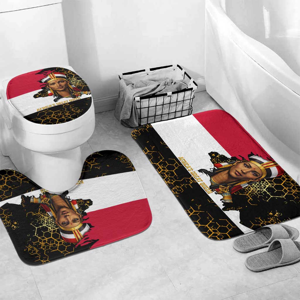 Hatshepsut Bathroom Set with Royal Portrait, Pre-Colonial Empires Text and Red-Black Honeycomb - Wonder Print Shop