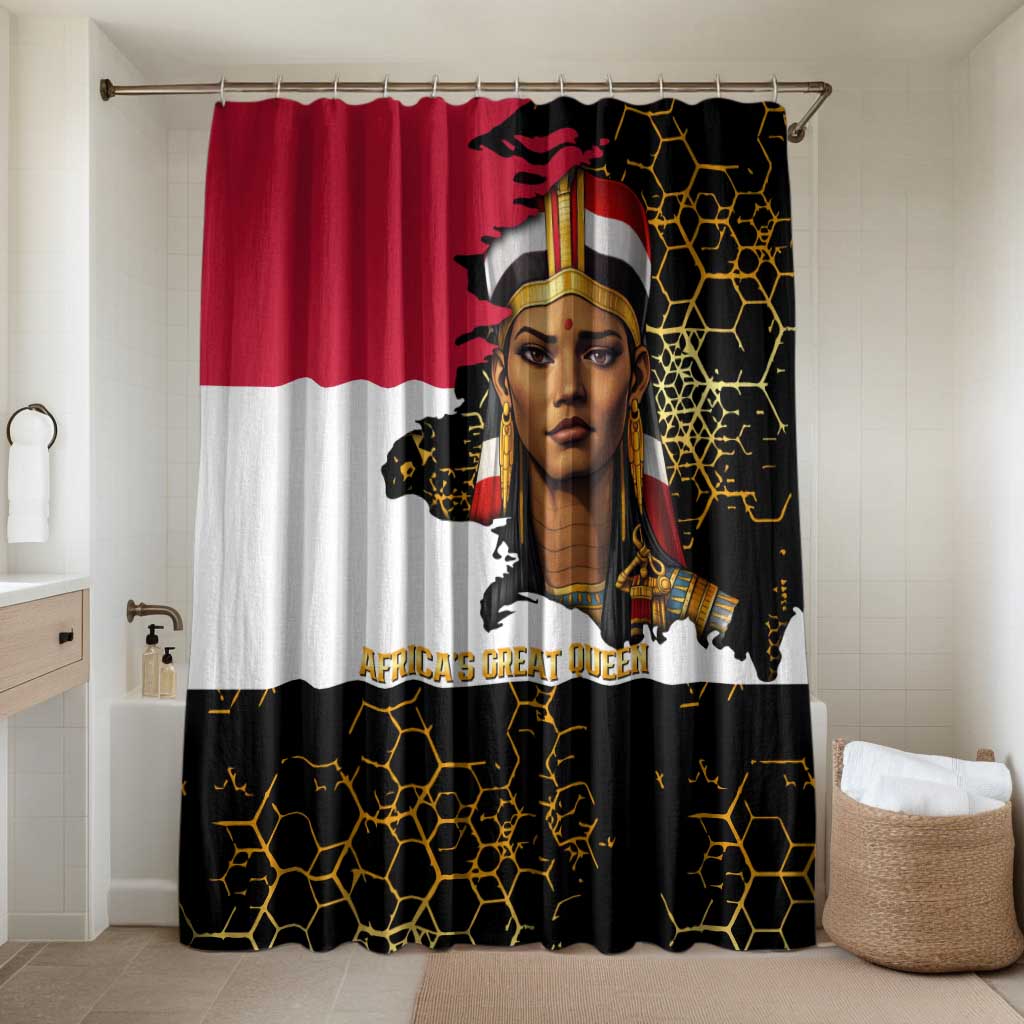 Hatshepsut Bathroom Set with Royal Portrait, Pre-Colonial Empires Text and Red-Black Honeycomb - Wonder Print Shop