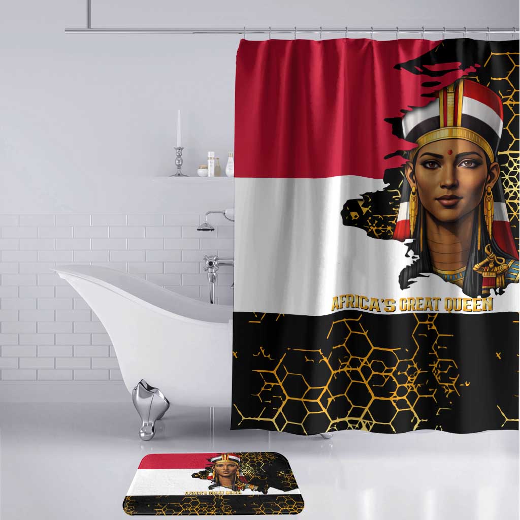 Hatshepsut Bathroom Set with Royal Portrait, Pre-Colonial Empires Text and Red-Black Honeycomb - Wonder Print Shop
