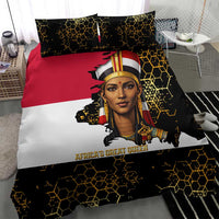 Hatshepsut Bedding Set with Royal Portrait, Pre-Colonial Empires Text and Red-Black Honeycomb - Wonder Print Shop
