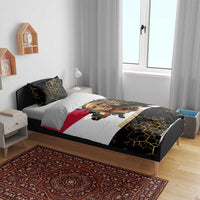 Hatshepsut Bedding Set with Royal Portrait, Pre-Colonial Empires Text and Red-Black Honeycomb - Wonder Print Shop