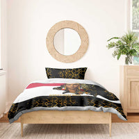 Hatshepsut Bedding Set with Royal Portrait, Pre-Colonial Empires Text and Red-Black Honeycomb - Wonder Print Shop