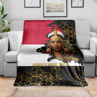 Hatshepsut Blanket with Royal Portrait, Pre-Colonial Empires Text and Red-Black Honeycomb - Wonder Print Shop