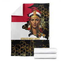 Hatshepsut Blanket with Royal Portrait, Pre-Colonial Empires Text and Red-Black Honeycomb - Wonder Print Shop