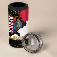 Hatshepsut 4 in 1 Can Cooler Tumbler with Royal Portrait, Pre-Colonial Empires Text and Red-Black Honeycomb - Wonder Print Shop