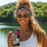 Hatshepsut 4 in 1 Can Cooler Tumbler with Royal Portrait, Pre-Colonial Empires Text and Red-Black Honeycomb - Wonder Print Shop