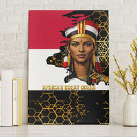 Hatshepsut Canvas Wall Art with Royal Portrait, Pre-Colonial Empires Text and Red-Black Honeycomb - Wonder Print Shop